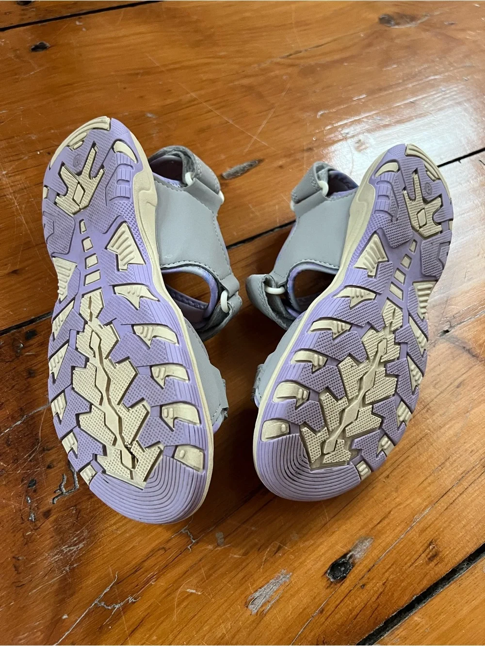 Eddie Bauer Magnolia Gray and Lavender Striped Insole Kids Sandals